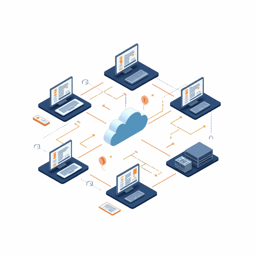 Representação de rede de computadores com cloud computing